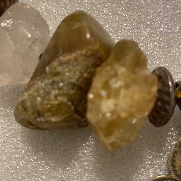 Amazing Natural Stone & Silver Statement Necklace - Yellow Opal, Citrine, Quartz - Picture 5 of 16